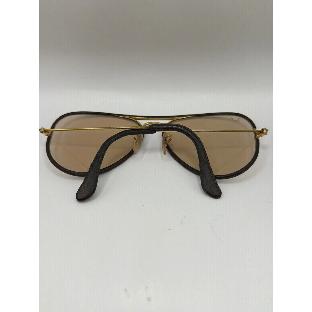 Ray-Ban Sunglasses Mens 58[]14 Brown Vintage B&L Leathers Aviator Gold Frame